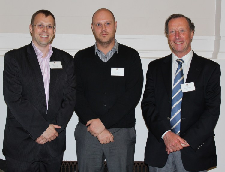 The Wyggeston Lodge Universities' Scheme Subcommittee at the Universities' Scheme Conference. Left to right: W.Bro. Andy Green, Bro. Jamie Mollart, W.Bro. Kelvin Johnson
