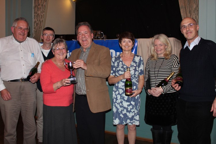 The Provincial Grand Master presents to Fun Quiz trophy to the winning team from The Wyggeston Lodge
