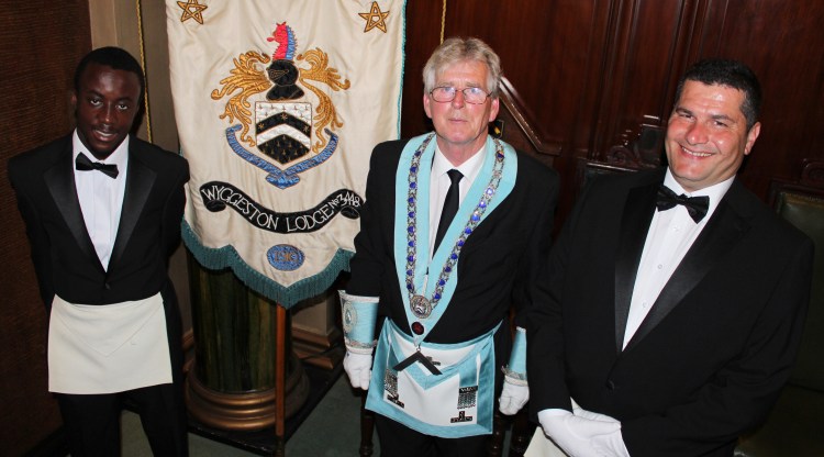 Student Freemasons together with the Master of the Lodge