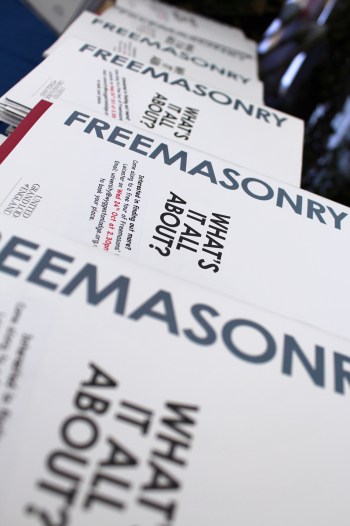 Freemasonry - What's It All About? booklets ready to be handed out