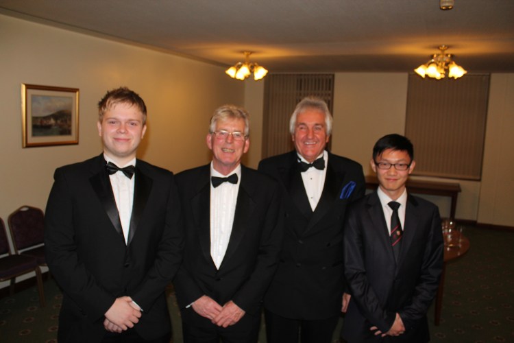Left to right: Bro. Alex Pohl, W.Bro.Tom Bodycot (Master), W.Bro. Peter Kinder (APGM), Bro. Jeff Zhu