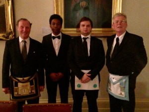 Bro Nelson (wearing a DJ) and members of The Wyggeston Lodge